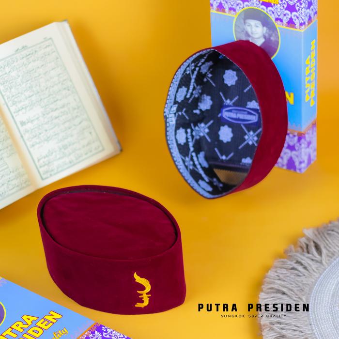 Peci Songkok Motif Kujang Merah Maroon Kopiah Merah Logo Kujang Bordir Pria Anak Dewasa Quality