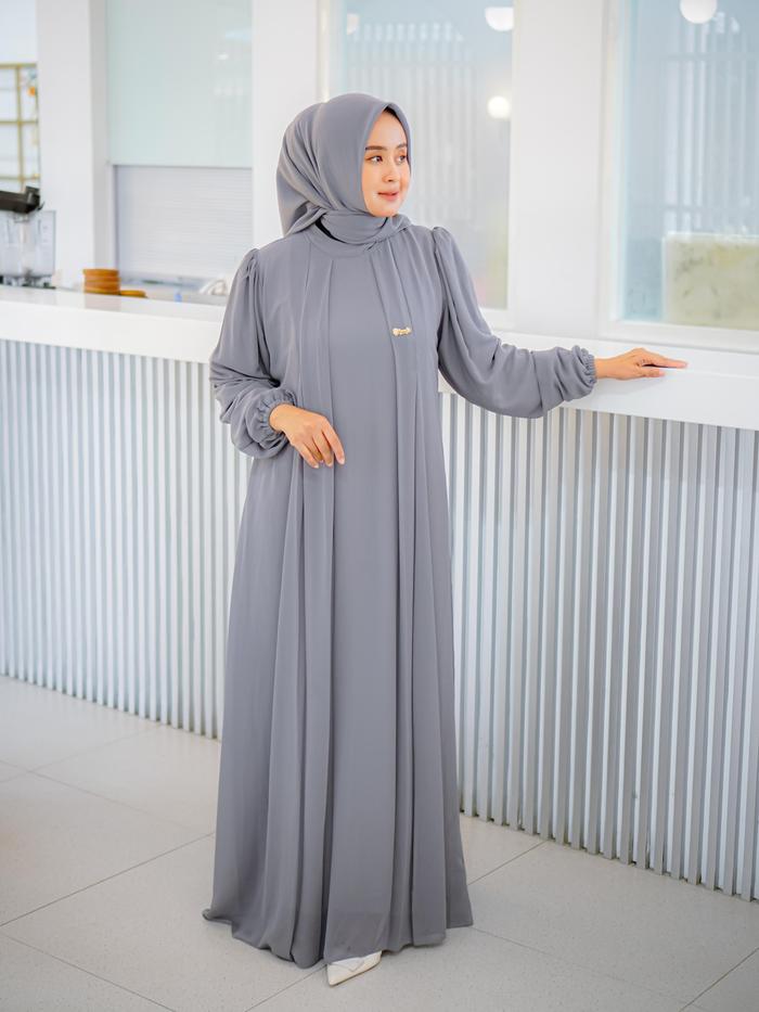 Arnufi - Gamis Aralyne Ceruty Polos Premium gamis wanita, gamis muslimah, baju gamis wanita, baju mu