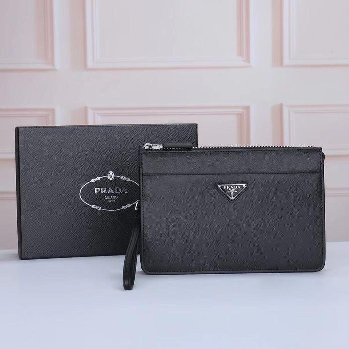 Prada HANDBAG CLUTCH MEWAH PRIA TAS TANGAN POUCH IMPORT MEWAH #5 Kulit Asli Cowok dengan Box Dustbag