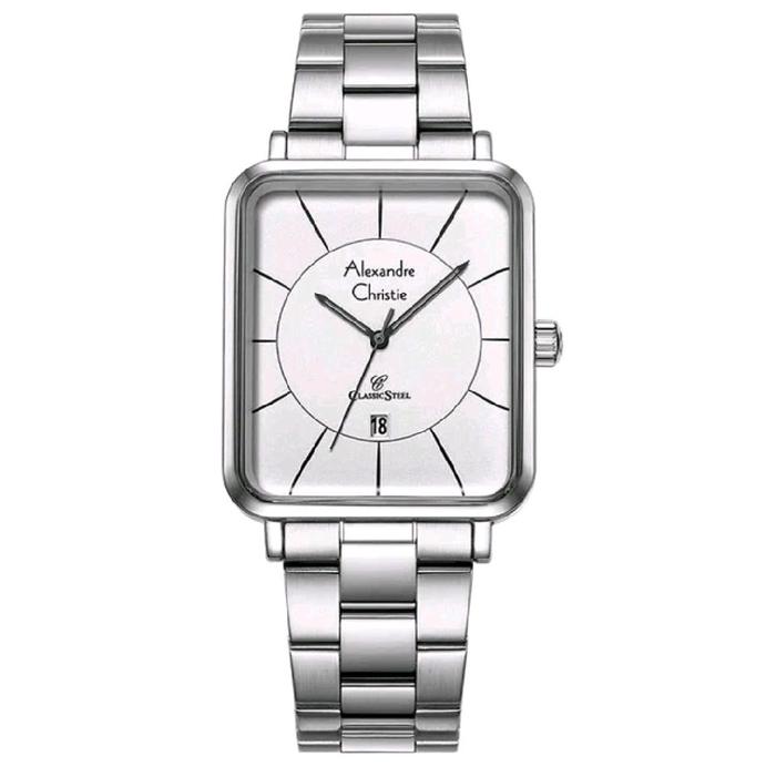 AC 8662 MD Alexandre Christie Jam Tangan Pria Chronograph Silver Rantai Black Rose Kulit