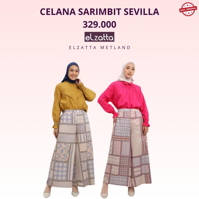 Elzatta Celana Sarimbit Sevilla Kulot wanita wanita celana panjang