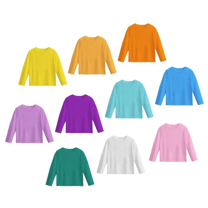 Baju kaos polos lengan panjang anak polosan shirt perempuan laki laki katun combed warna pink ungu l