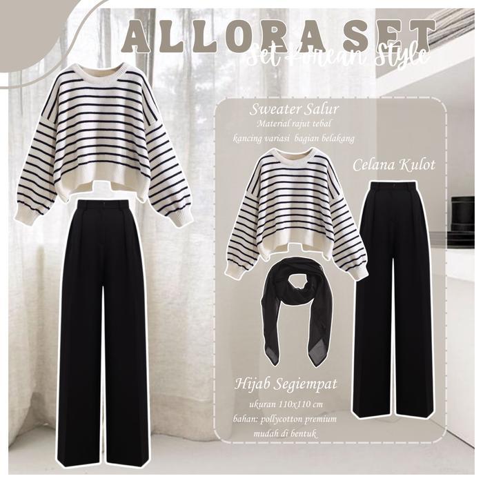 Allora Set One Set Korean Style 1 Set Outfit Remaja 1 Set Ootd Wanita Ootd One Set Outfit Remaja Out