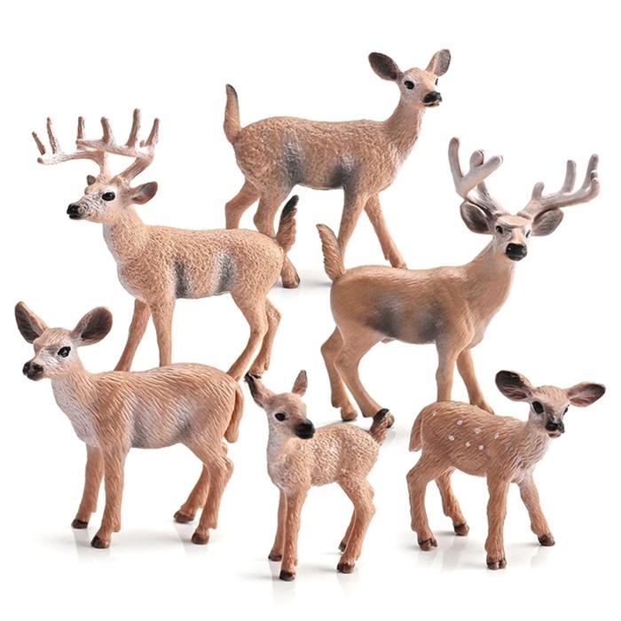 Terlaris, Artificial Mini Deer Family Animals Figures Woodland