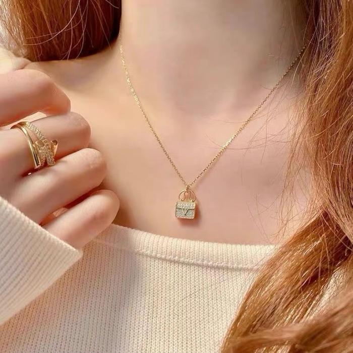 Kalung Wanita Titanium Liotin tas h anti karat dan luntur Girls kalung titanium gold Rosegold dan S