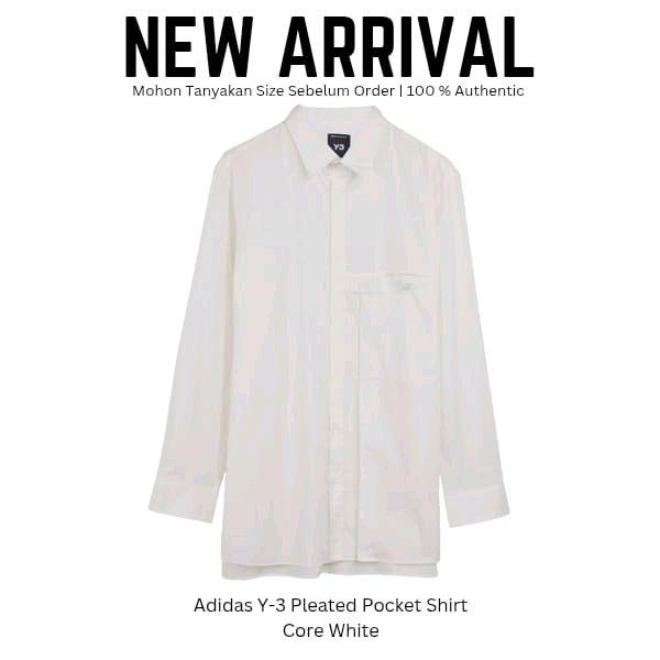 Adidas Y-3 Pleated Pocket Shirt Core White Kemeja Pria Original 100%