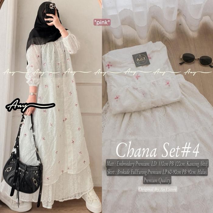 Afisya zoya chana yohana set by ANY tunik bordir bolong rok brokat