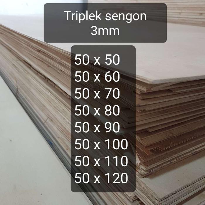 Triplek custom sengon 3mm plywood multiplek halus 2 sisi lebar 50 cm