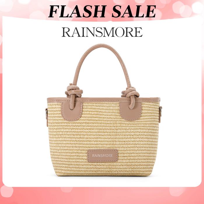 RAINSMORE - Tas Anyaman Rotan untuk Wanita, Model Selempang dan Tas Tangan Kotak Kecil yang Stylish 