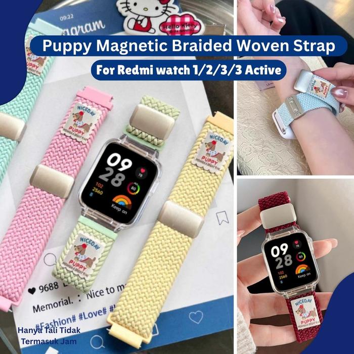 Puppy Magnetic ided woven strap For Redmi Watch 1 Redmi Watch 2 Redmi Watch 3 Redmi Watch 3 Active