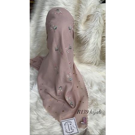 Hijab segi empat mewah payet + Bordir bahan premium R139 hijab / Hijab pesta termewah seabad ini