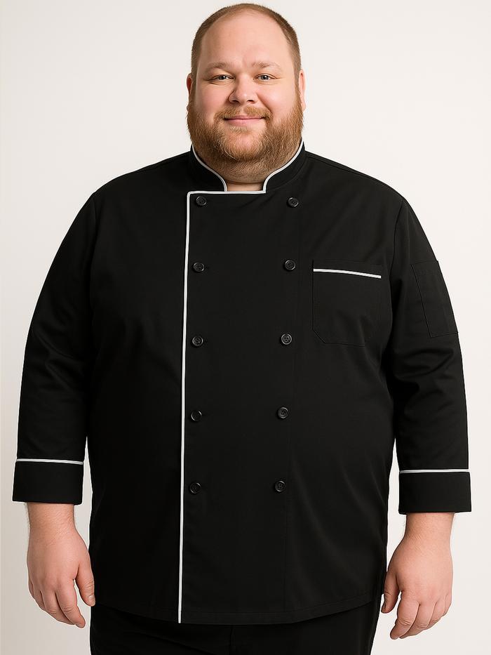 Baunster Baju Seragam Kerja Chef Ukuran Extra Jumbo 4XL Dan 5XL Bahan Drill Panjang Dan Pendek Pria 