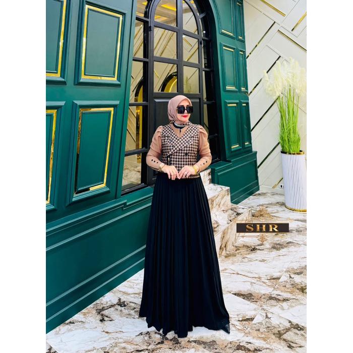 “Shr Terbaru “ Ready Gamis Set Rompi Gamis Mimpi Manis Wanita Houndstooth Viral By Shr Full Ceruty I
