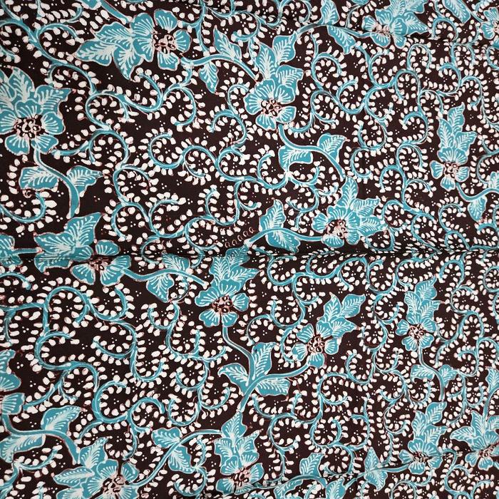 Kain batik tulis lasem tosca dan coklat latohan
