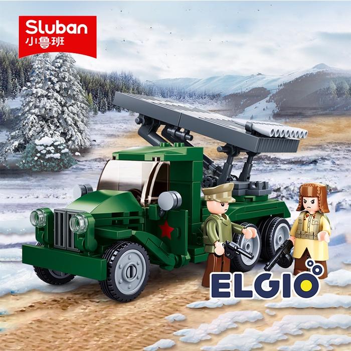 Sluban Bricks Mobil Jeep Army Roket Meriam B0975