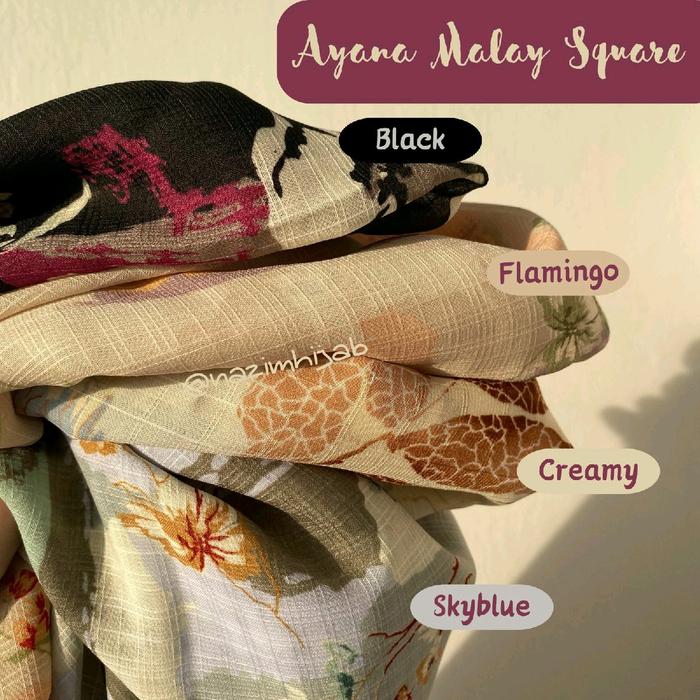 Hijab ayana malay square | Segi empat oval | motif curve | Kerudung | by nazimahijab