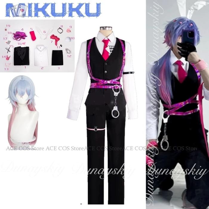 Rabbit Hole Anime Mikuo Sex Turns Cosplay With Vest Trousers With Trailing Blue Pink Two-color Wig C