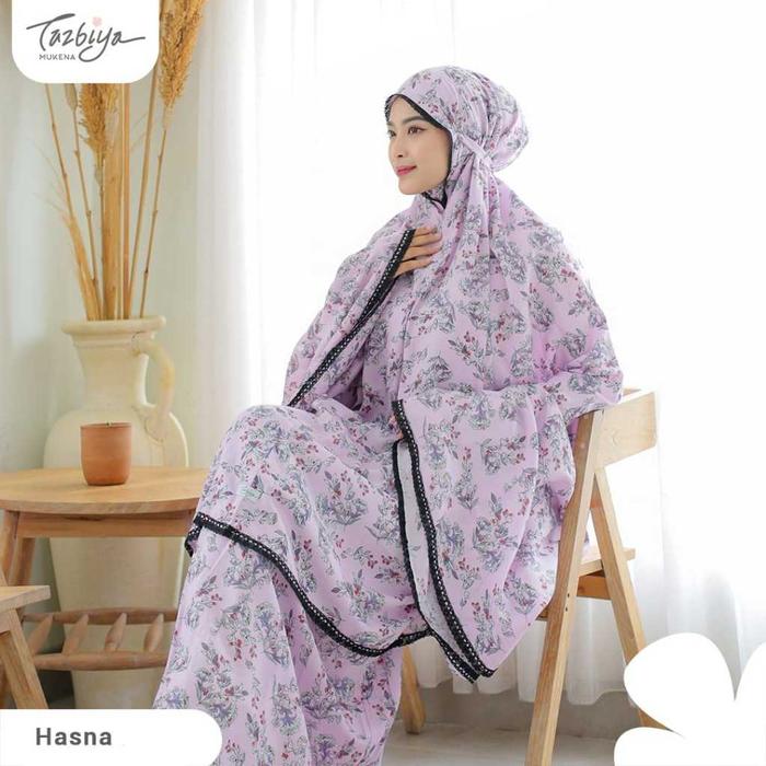 Mukena Tazbiya Spring Sakura Mukena Rayon Premium All Size M Fit To Jumbo Xxl