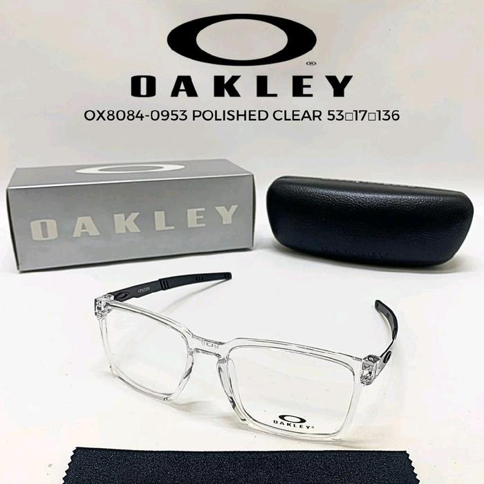 Oakley Kacamata OX8084-0953 Polished Clear 53-17-136 dengan Case Hitam dan Kain Pembersih