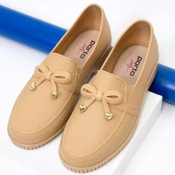 PORTO LADY SUI/SEPATU KARET PLAT SHOES WANITA MOTIF PITA KECIL HAK 3 CM SIZE 37-41