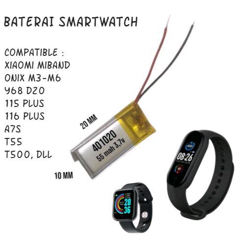 BATERAI TWS SMARTWATCH 115/116/D20/M3/M4/M5/M6/M7 55mAH SERI 401020