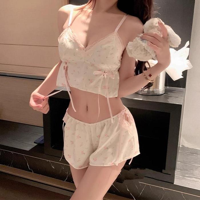 Baju Haram Sexy Lingerie Satin Setelan Baju Tidur Wanita Dewasa Hot Celana Pendek Nyaman