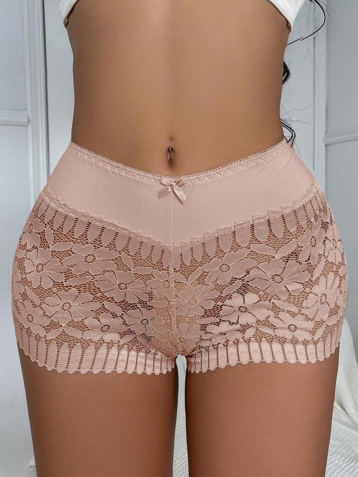 y Lace High Waist Panties Style Breathable Underwear Lace Boyshorts