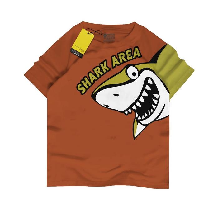 Kaos Anak Laki Laki ST Hiu Coral 4-13 tahun Shark Area Merah Bata Bandung