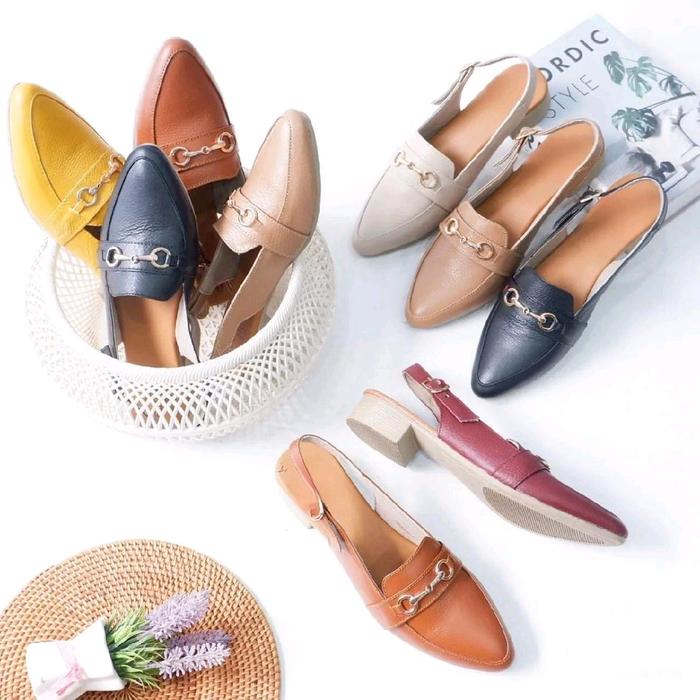 JD leather ADIZA sepatu sandal kulit wanita model tali belakang sangat nyaman & empuk