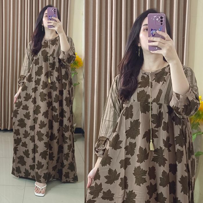Terbaik Baju Dress Batik Rayon Premium Busui Motif Casual Nyaman Santai Katun Tangan Panjang Balon C
