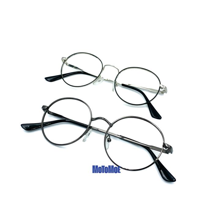 Motomoe Evara - Frame Kacamata Bulat Skena Minimalis Ringan Klasik Kekinian Kokoh Blueray Antiradias