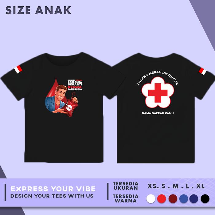 Kaos Anak Baju PMI Palang Merah INDONESIA Donor | Cotton Combed 30s