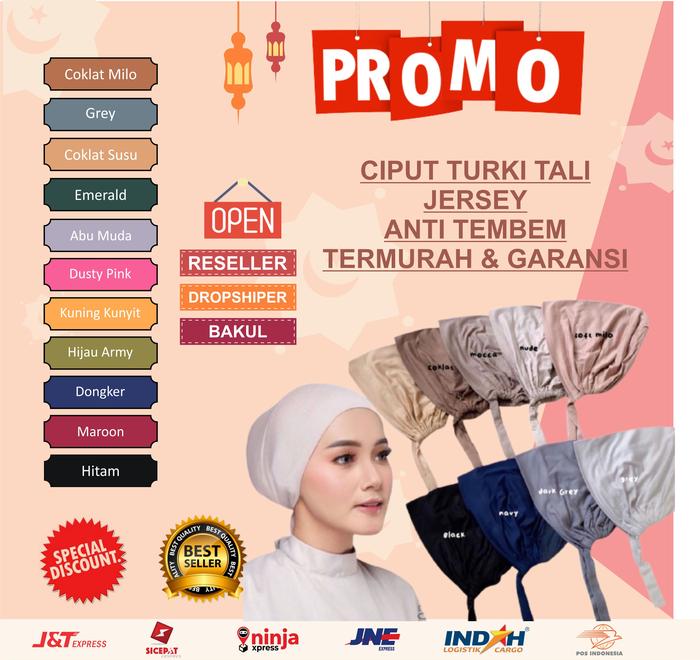 By assalam - 88RB dpt 24pcs Ciputtali bahan kaos rayon jersey adem inner turki daleman dalaman hijab