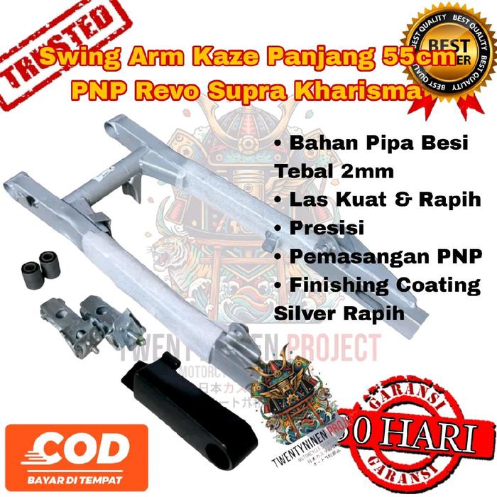 Swing Arm Arem Kaze PNP Honda Revo 100, Revo ABS, Supra X 125, Kharisma 55 cm – Modif Trail GTX Gast