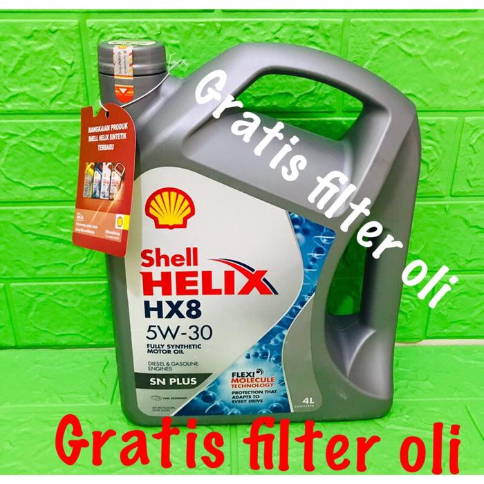 Oli mesin shell helix HX8 5W-30 4Liter / gratis filter oli