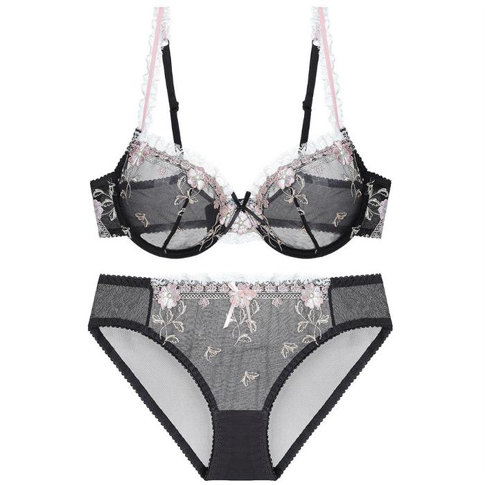 Bra Transparan Renda Tipis Kawat Elegan Set Aula Premium