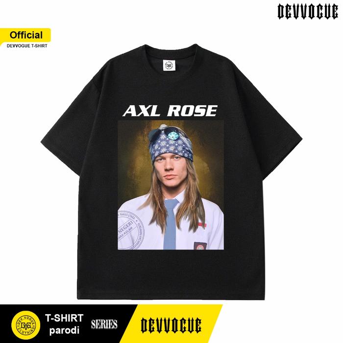 Devvogue kaos band parodi AXL ROSE / bisa cod bahan cotton combad 24 s hitam unisex