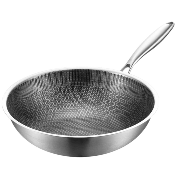 Reusable Frying Wok Pan Multi-function Frying Wok Handled Fry Wok Pan