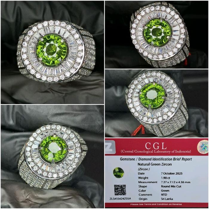 Natural Green Zircon 1.90cts memo CGL