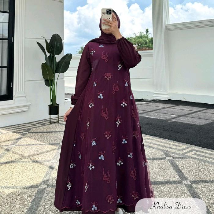Khalisa Dress by Annisa/ Gamis Brukat mix salvina/ Baju Muslim mewah/ Kondangan dan Pesta Lebaran Sy