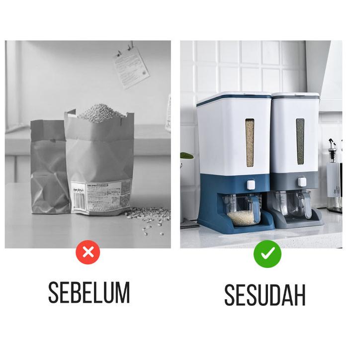 Rice Dispenser / Wadah Tempat Beras Aesthetic Mewah Plastik / Tempat Beras Estetik / Dispenser Beras