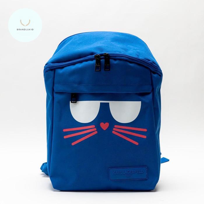 Karl Lagerfeld Paris Cat Canvas Travel Backpack Blue