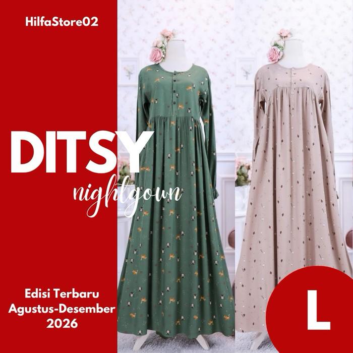 DITSY Nightgown Size L - Daster Viscose - Dress Bumil Busui - Gamis Ditsy by Ditsy Official
