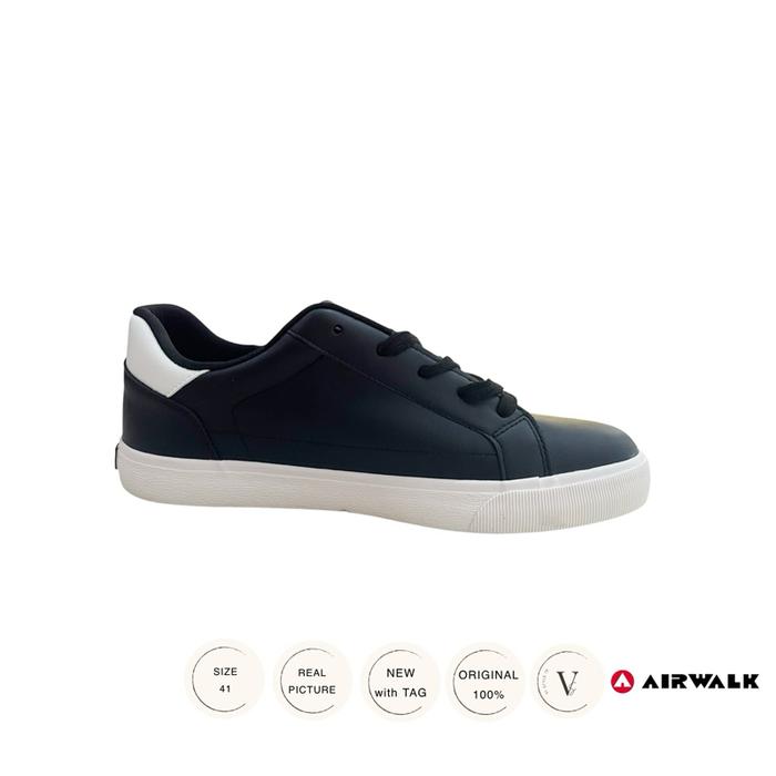 Airwalk Sepatu Sneaker Pria Hitam Putih Size 41 Asli 100% dengan Tag Baru