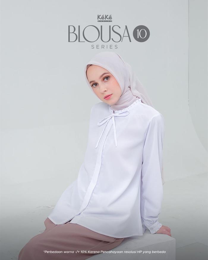 Blouse Putih Polos Bd Dl Blousa 10 Atasan Muslim Wanita By Keke -  Baju  Top Kerah Casual Rayon  Bas