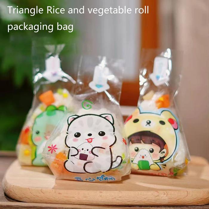 50/100Pcs Lovely Cartoon For Triangle Rice Ball Packaging Bag Nori Onigiri Sushi Bag Sushi Making Mo
