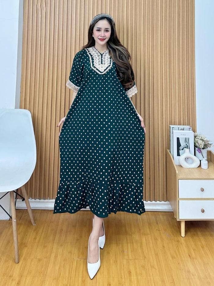Daster Renda Arab Motif / Dress Renda Rayon Motif Premium / Daster Arab Super Jumbo LD 140cm PB 115c