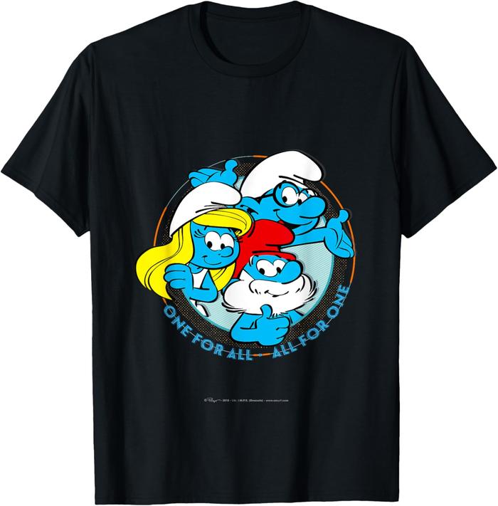 Amber's Baju Kaos Anak dan Dewasa 24s Unisex The Smurfs - One for all T-Shirt Cotton Combed