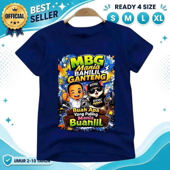 Kaos Anak MBG MANIA BAHLIL GANTENG Umur 2-10 KICAU MANIA BAHLIL GANTENG
