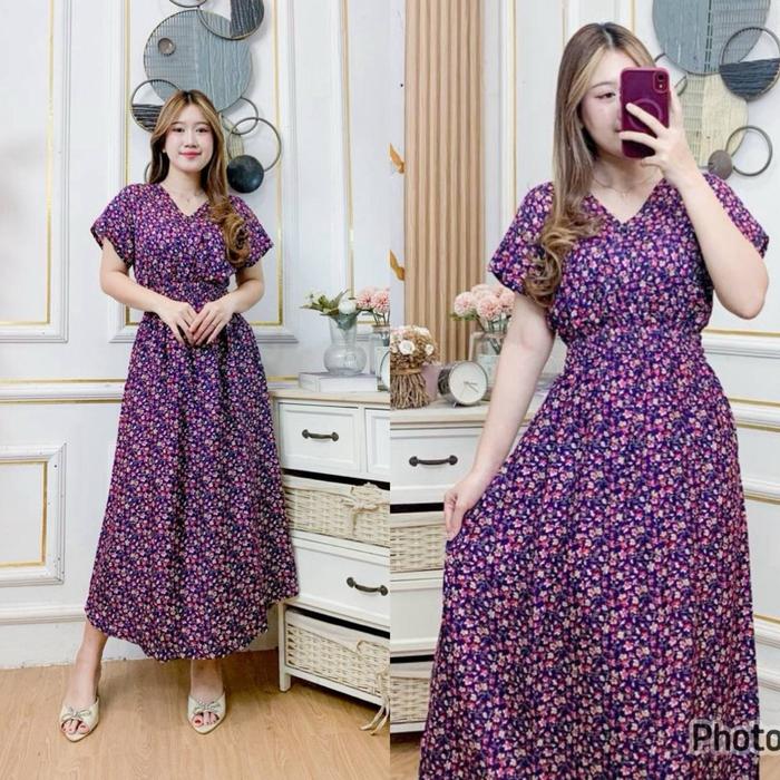 Daster kezia/dress kezia/ada kancing/kancing aktif/bumil busui/panjang/kerut pinggang/daster anti pe